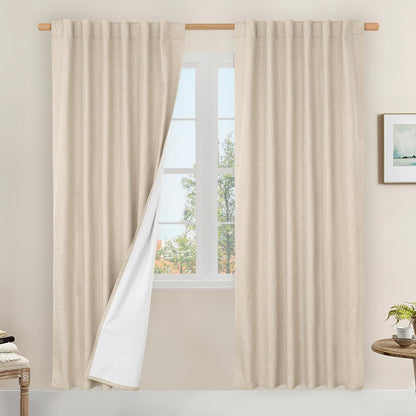 LAMIT Linen Blackout Curtains 60x84" Taupe, 2 Panels