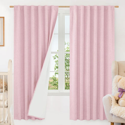 LAMIT Linen Blackout Curtains 60x84" Taupe, 2 Panels