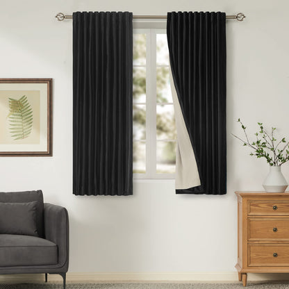 100% Blackout Ivory Off White Velvet Curtains