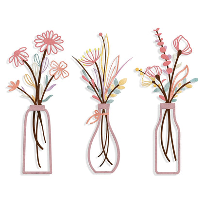 Pigort Metal Flower Wall Art, Beige, 3pcs