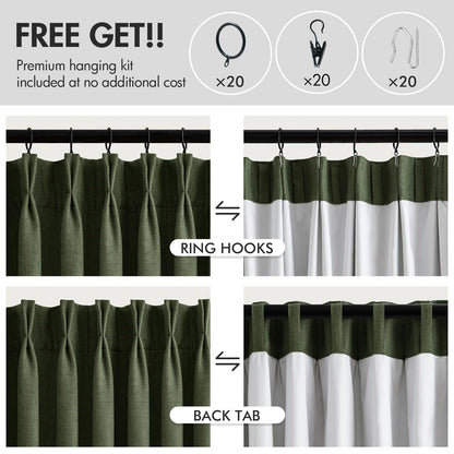 MIULEE Blackout Linen Curtains 96" 2 Panels