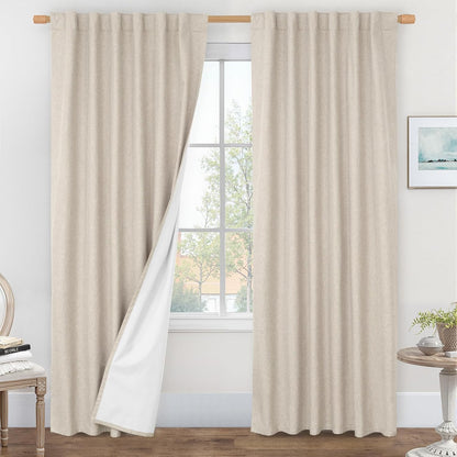 LAMIT Linen Blackout Curtains 60x84" Taupe, 2 Panels