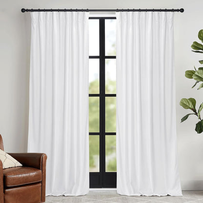 RYB HOME Velvet Curtains 52x108" Green, 2 Panels