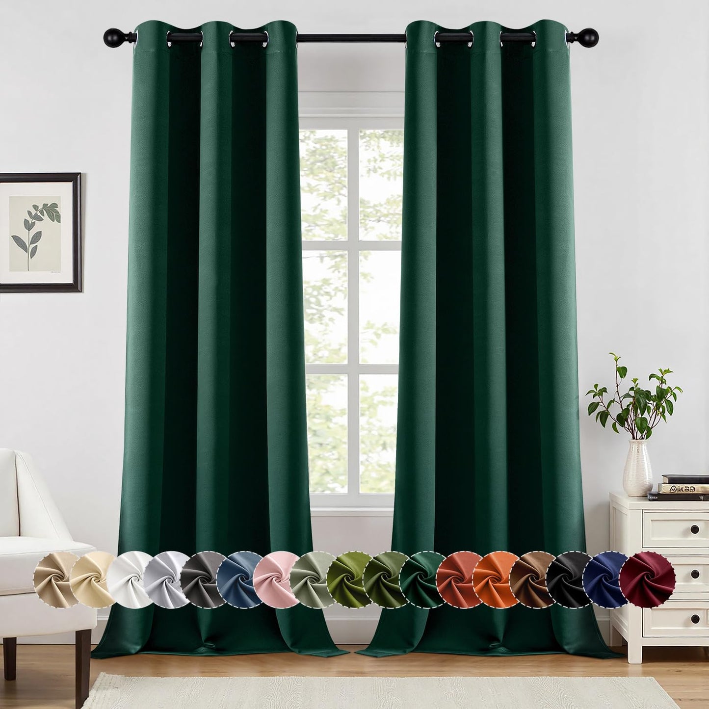 Blackout Curtains – Sage Green, 40"x63", 2 Panels