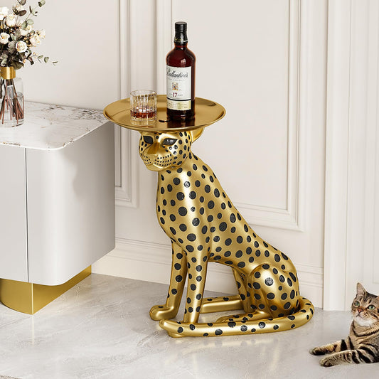 Homary Gold Leopard Side Table