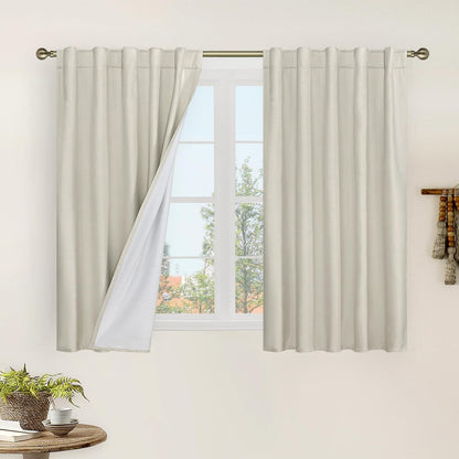 LAMIT Linen Blackout Curtains 60x84" Taupe, 2 Panels