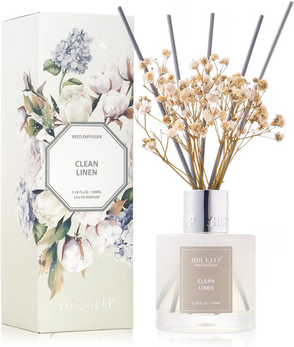 Airkeep Reed Diffuser Set 100ml, Clean Linen