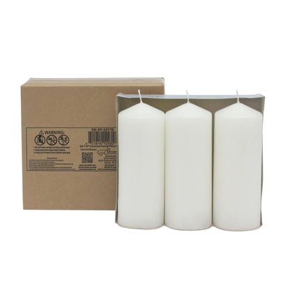 Stonebriar Unscented White Pillar Candles, 6-Pack, 3"x6"