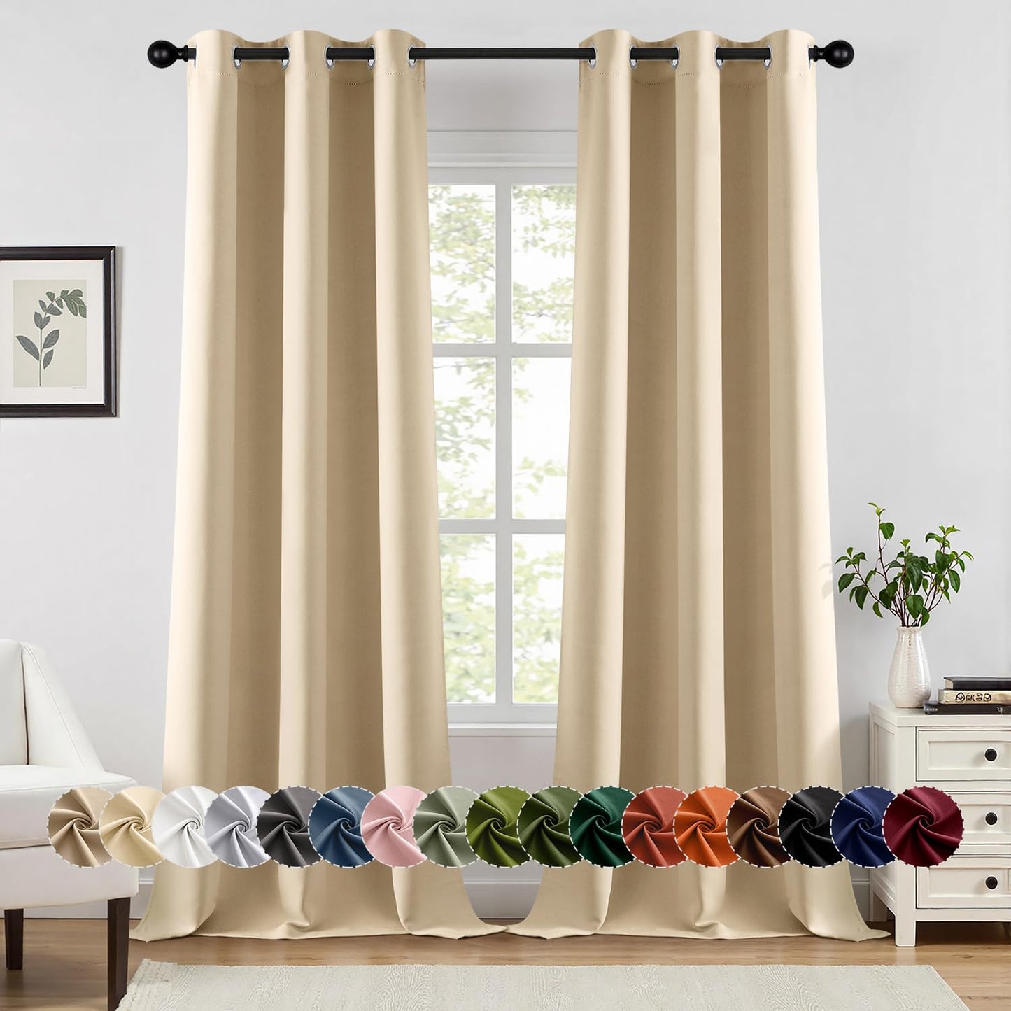 Blackout Curtains – Sage Green, 40"x63", 2 Panels