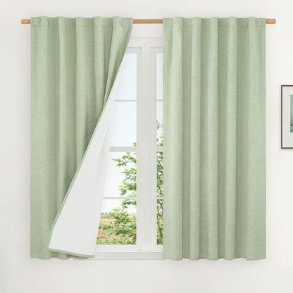 LAMIT Linen Blackout Curtains 60x84" Taupe, 2 Panels