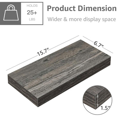 QEEIG Floating Shelves, 3pcs, Rustic Brown