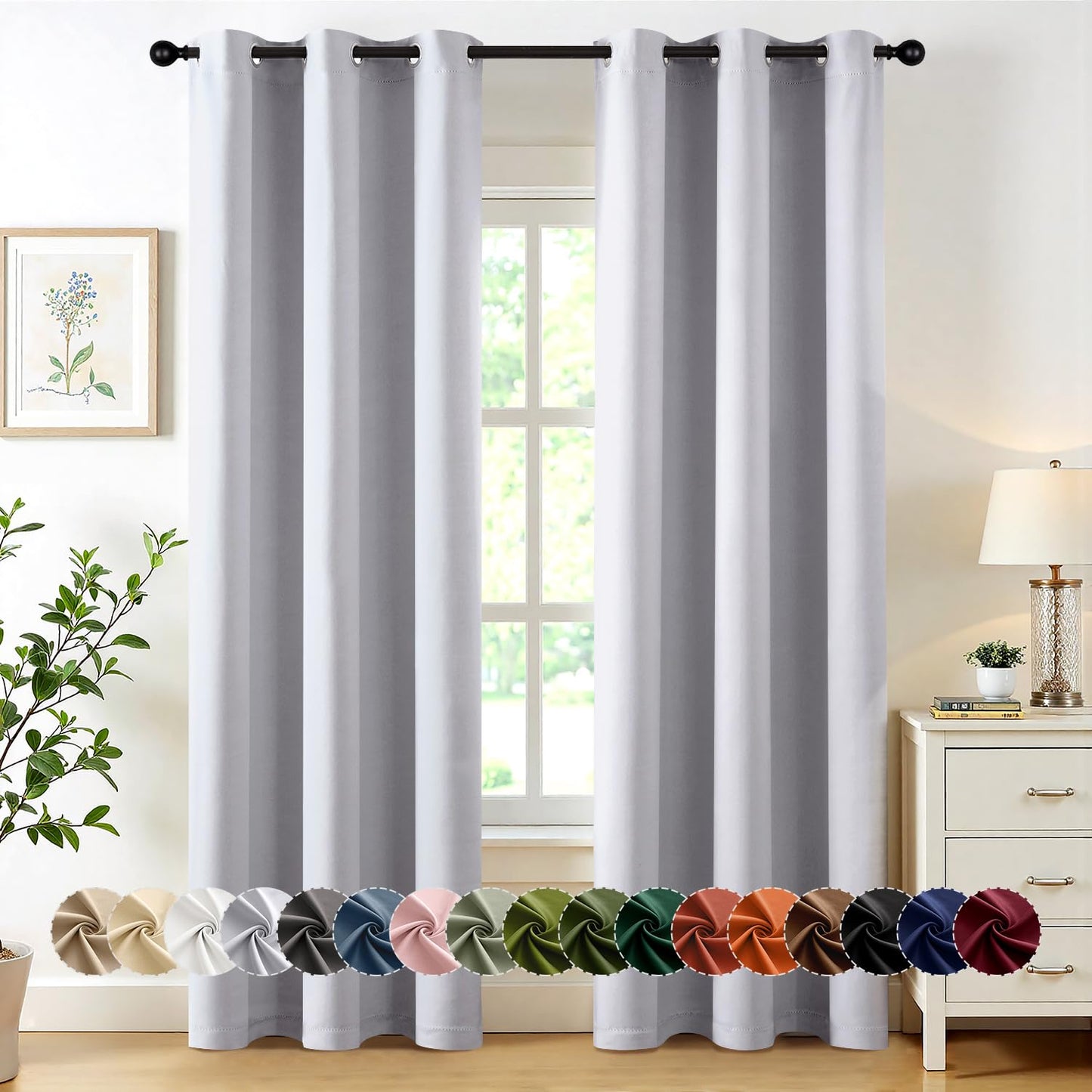 Blackout Curtains – Sage Green, 40"x63", 2 Panels