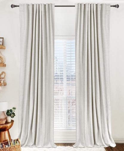 Linen Blackout Curtains 50x120" Moss Green, 2 Panels