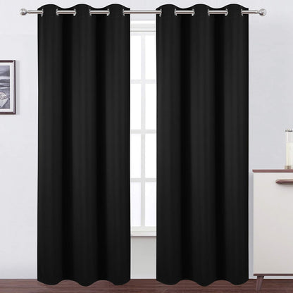 LEMOMO Blackout Curtains 52x84" Black, 2 Panels