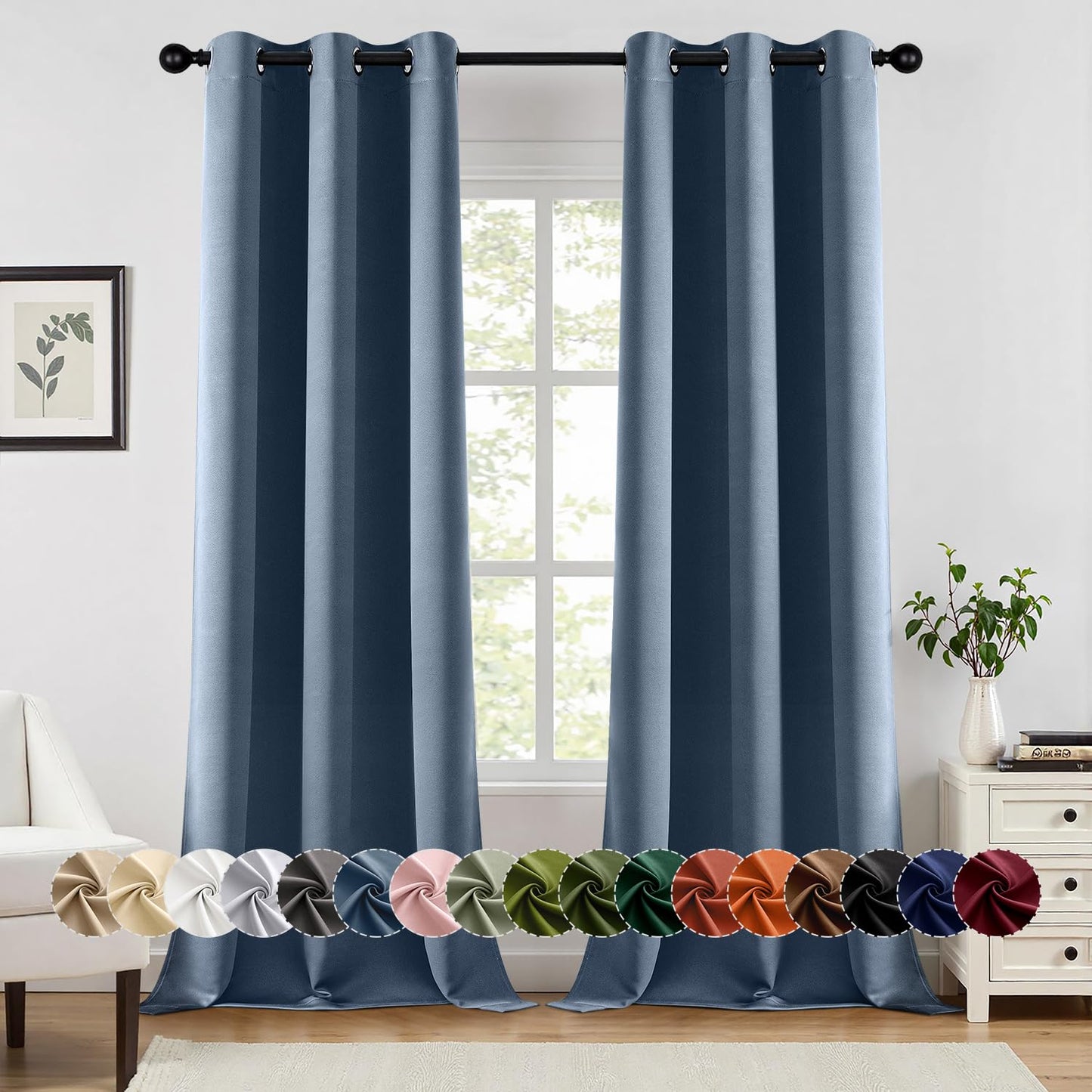 Blackout Curtains – Sage Green, 40"x63", 2 Panels