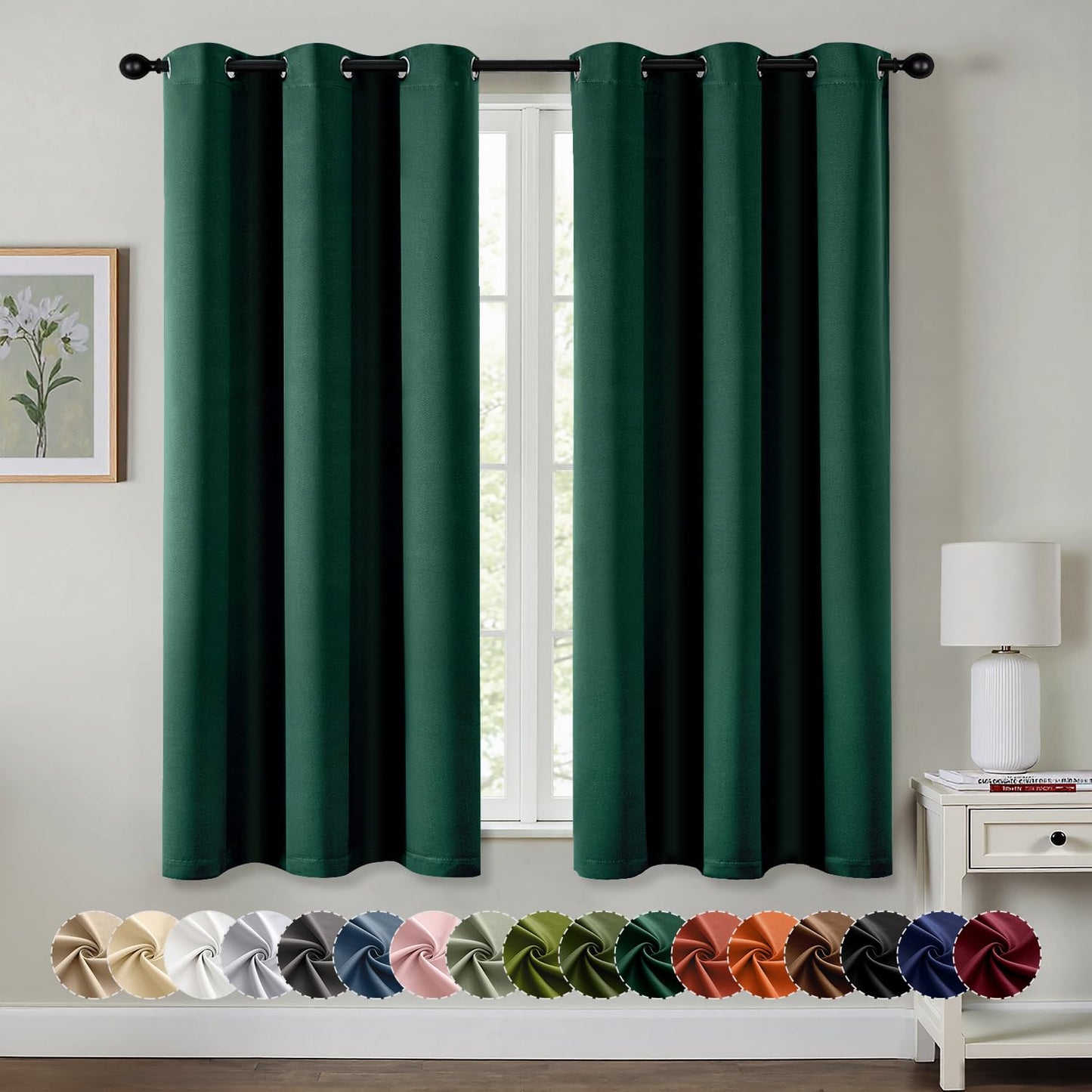 Blackout Curtains – Sage Green, 40"x63", 2 Panels