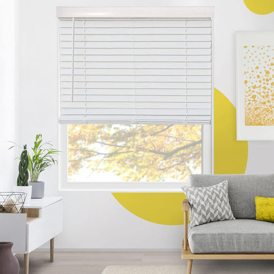 YELLOW BLINDS Faux Wood Blinds 12x72" White