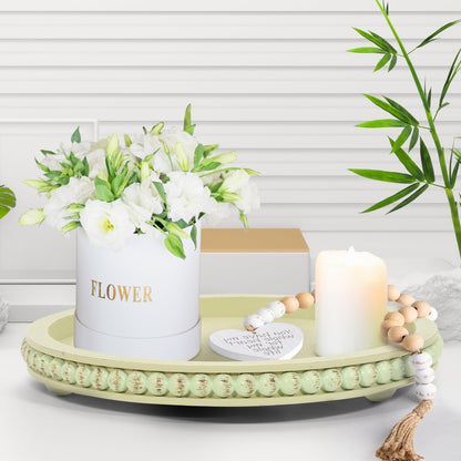 HPC Decor Round White Wood Tray, 12"