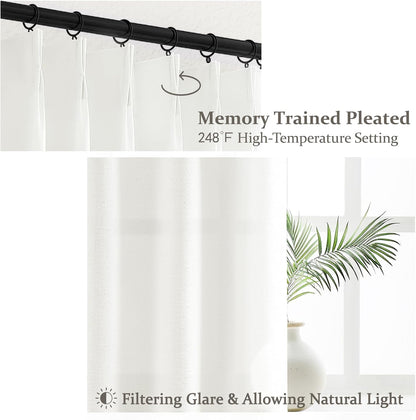 Rustic Linen Curtains, Oatmeal Beige 96" Set of 2