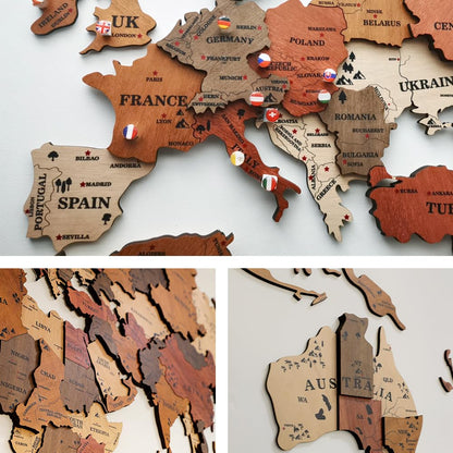 insulvuku 3D Wood World Map Wall Art – XL Brown