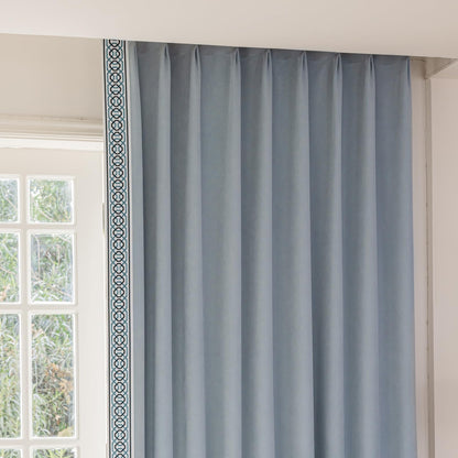 Pinch Pleat Curtains, with Geometric Trim Design