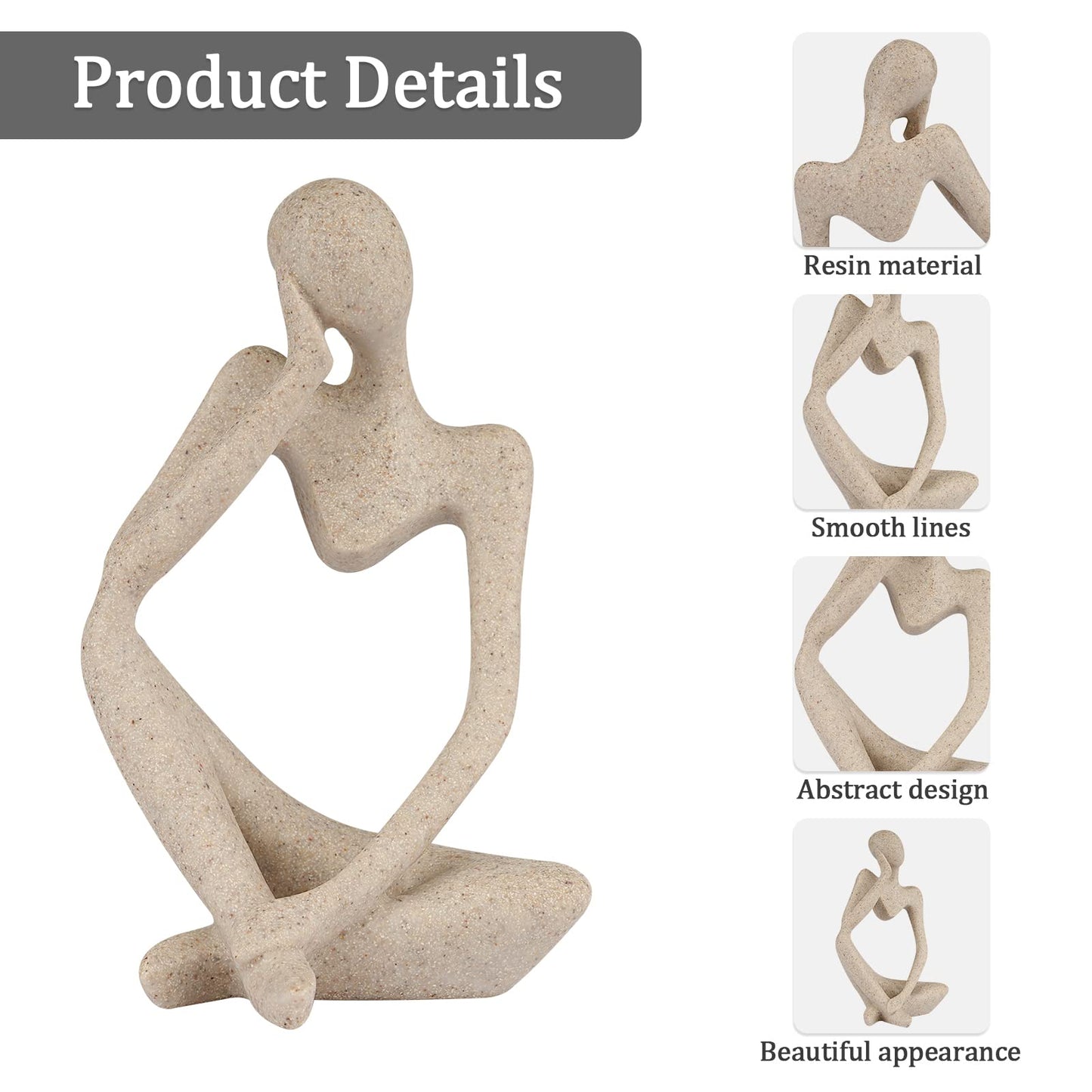 Sandstone Thinker Statue, Small Left