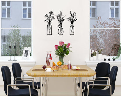 Pigort Metal Flower Wall Art, Beige, 3pcs