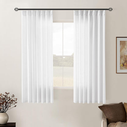 Pinch Pleated Linen Curtains 108" Beige, 2 Panels