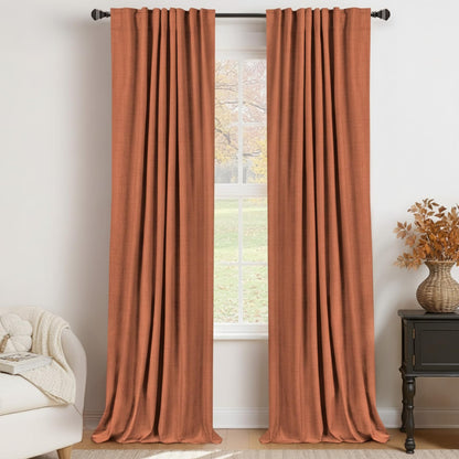 Linen Blackout Curtains 50x120" Moss Green, 2 Panels