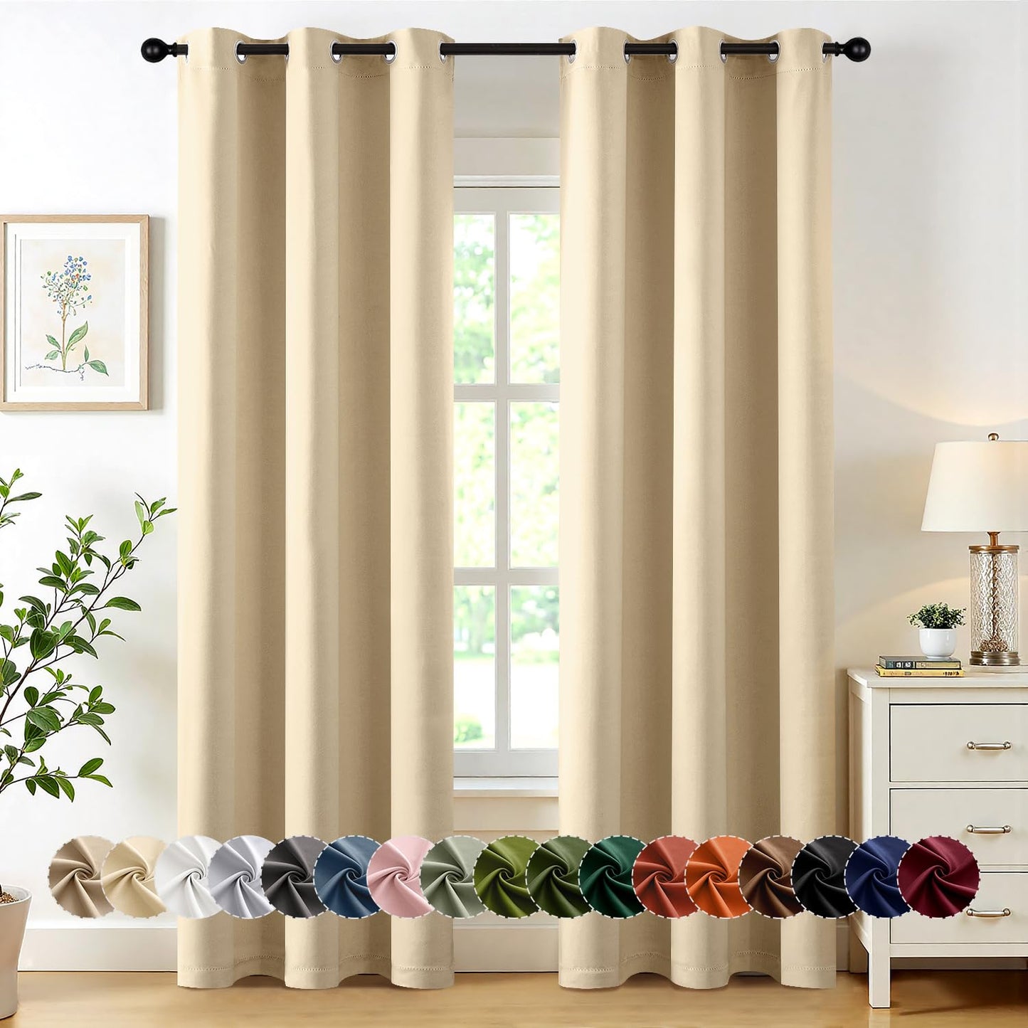 Blackout Curtains – Sage Green, 40"x63", 2 Panels