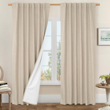 LAMIT Linen Blackout Curtains 60x84" Taupe, 2 Panels