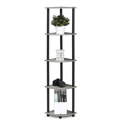 Furinno 5-Tier Corner Shelf, Espresso/Black