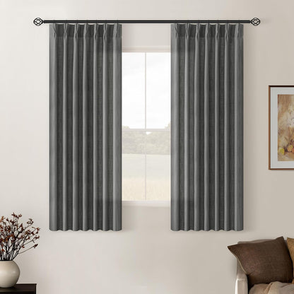 Pinch Pleated Linen Curtains 108" Beige, 2 Panels