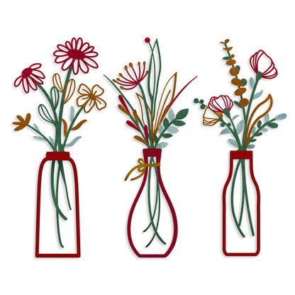 Pigort Metal Flower Wall Art, Beige, 3pcs