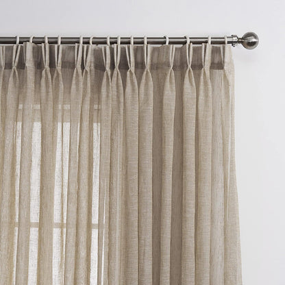 LANTIME Semi Sheer Curtains, Camel 84x108, Set of 2