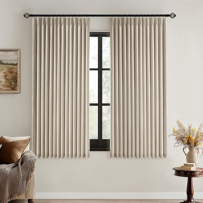 MIULEE Blackout Linen Curtains 96" 2 Panels