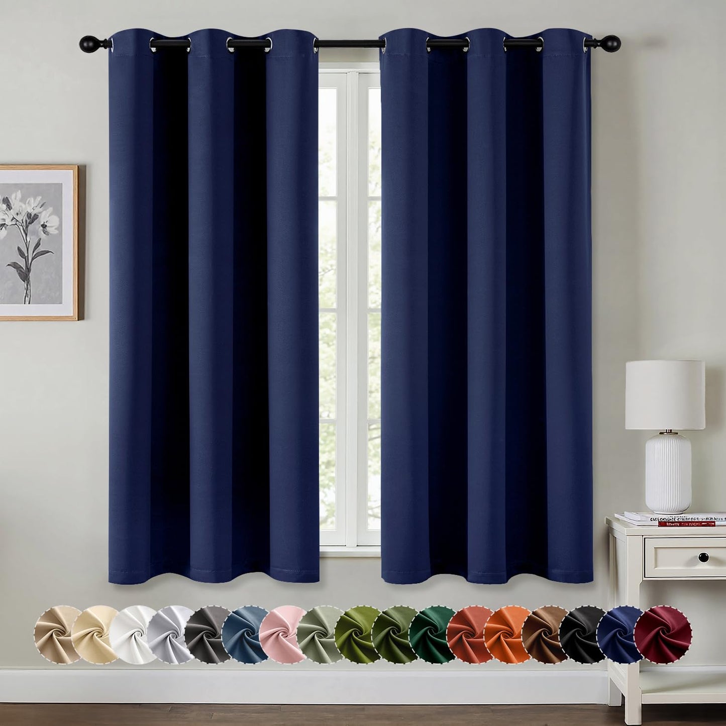 Blackout Curtains – Sage Green, 40"x63", 2 Panels