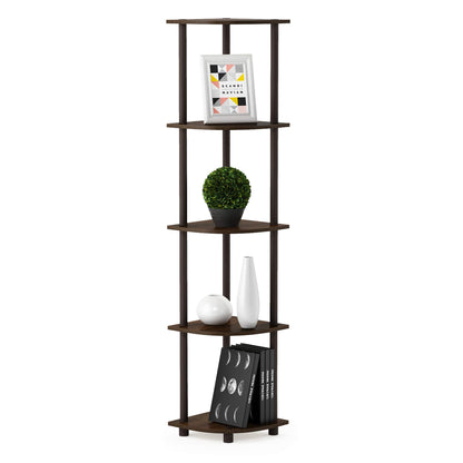 Furinno 5-Tier Corner Shelf, Espresso/Black