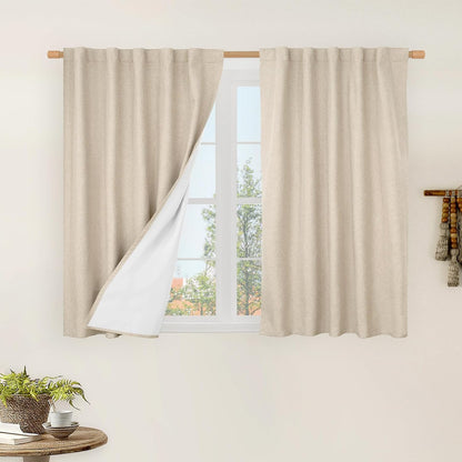 LAMIT Linen Blackout Curtains 60x84" Taupe, 2 Panels