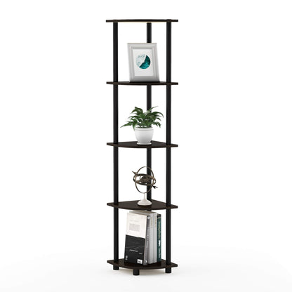 Furinno 5-Tier Corner Shelf, Espresso/Black