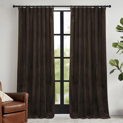 RYB HOME Velvet Curtains 52x108" Green, 2 Panels