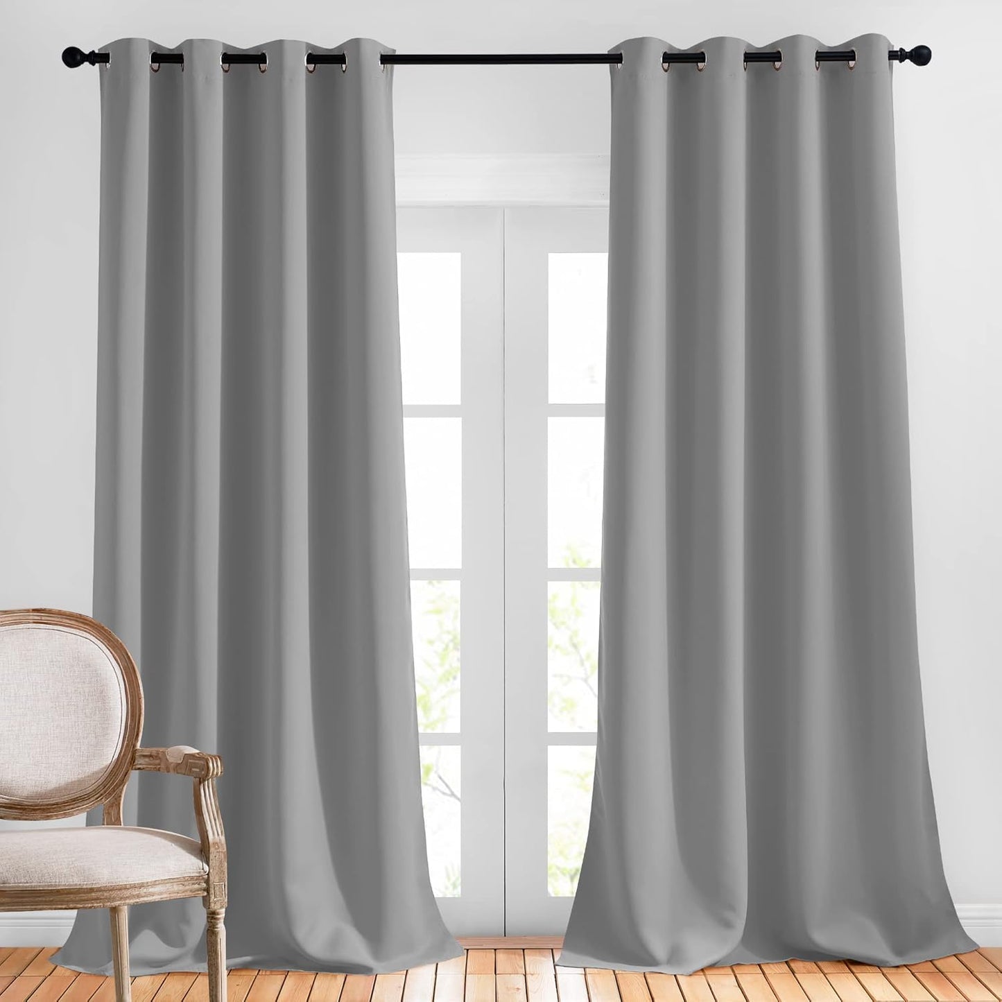 NICETOWN Gray Blackout Curtains for Bedroom
