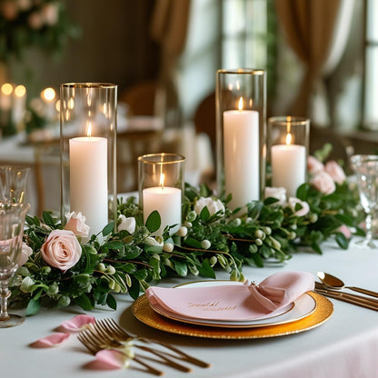 36-Pack White Pillar Candles with Glass Cylinder