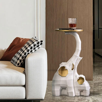 Homary Gold Leopard Side Table