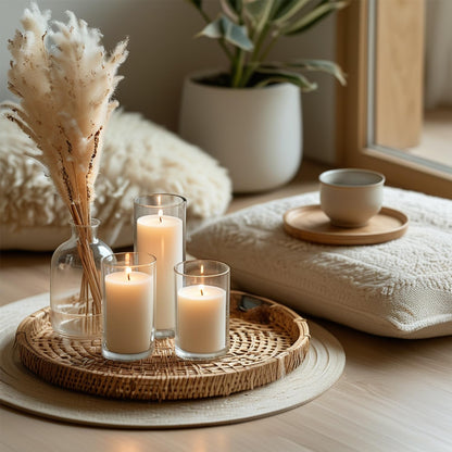 36-Pack White Pillar Candles with Glass Cylinder