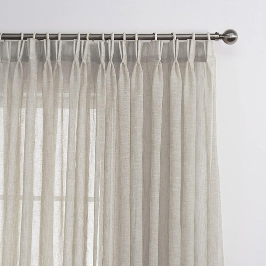 LANTIME Semi Sheer Curtains, Camel 84x108, Set of 2