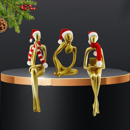 Gold Thinker Statues, Set of 3, Small