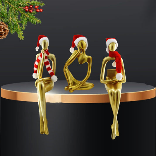Gold Thinker Statues, Set of 3, Small