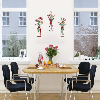 Pigort Metal Flower Wall Art, Beige, 3pcs