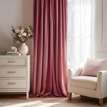 Cream Velvet Blackout Curtains 108", Set of 2
